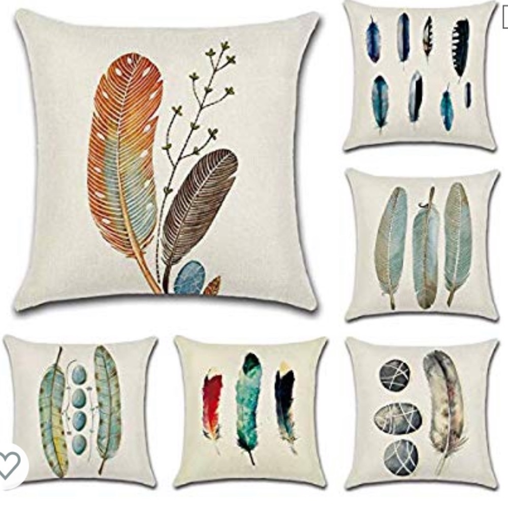 Set of 6 Cushion Covers - feathers - Bohemian chic